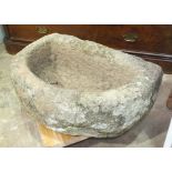 A granite half-round trough, 80cm x 50cm, 26cm deep.