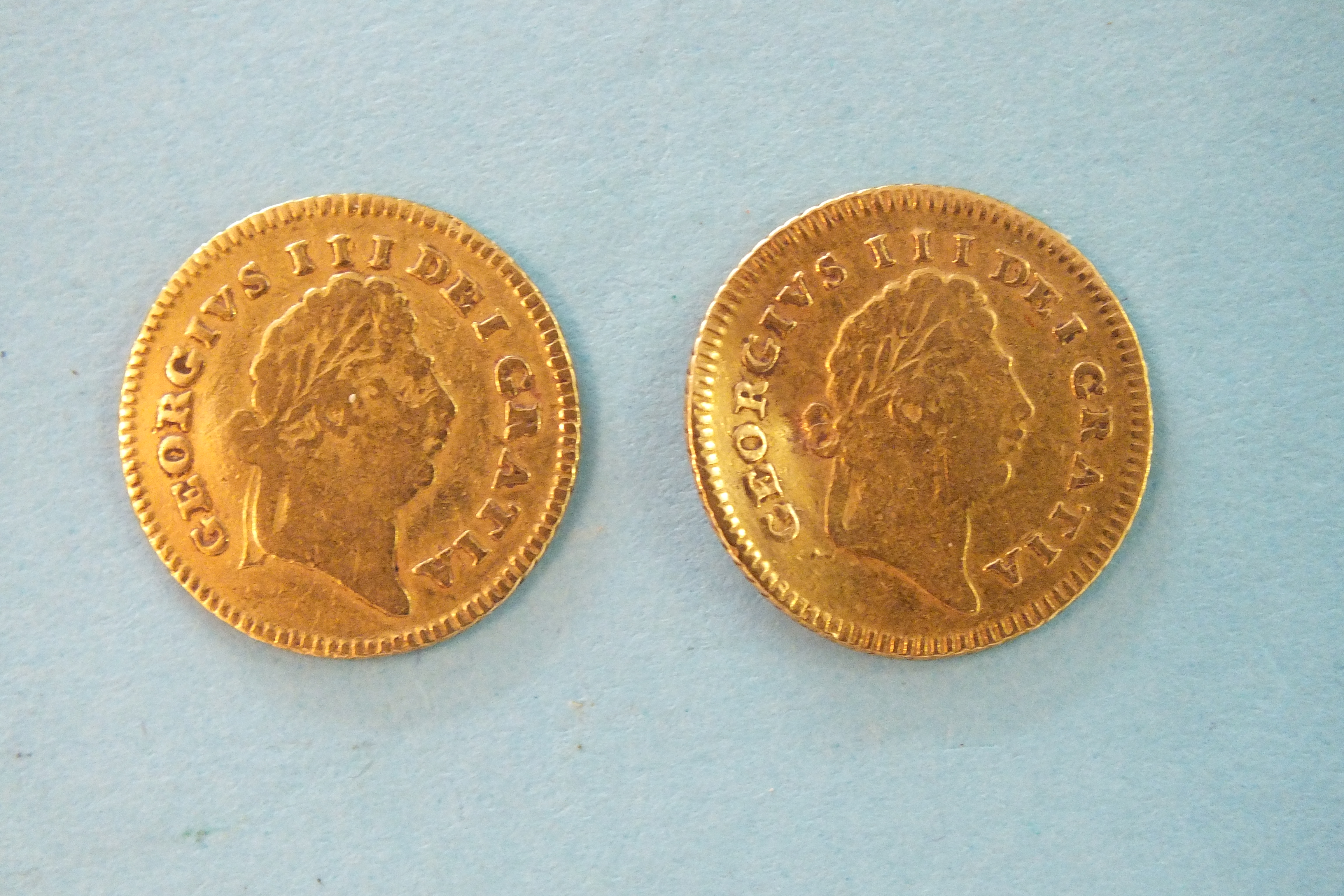 Two George III 1803 gold third-guineas, (a/f), (2). - Image 2 of 2