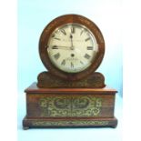 William Dodd, London, a Regency rosewood mantle clock, the brass inlaid case of circular form