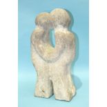 A concrete garden ornament 'The Lovers', 50cm high.