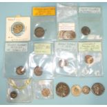 A collection of silver Roman and other coins.