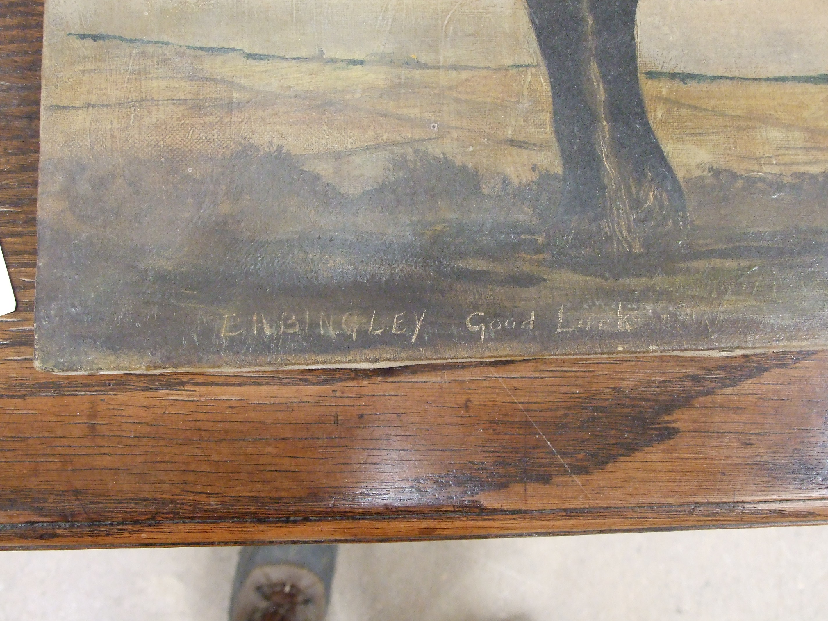 19th century Naïve School STUDY OF A WORKING HORSE IN A LANDSCAPE Oil on canvas, inscribed 'E A - Image 3 of 4