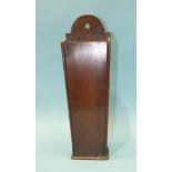 An antique mahogany candle box of nailed construction, 39cm high.