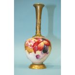 A 20th century Royal Worcester long-necked vase, shape No.1661, decorated with autumn leaves and