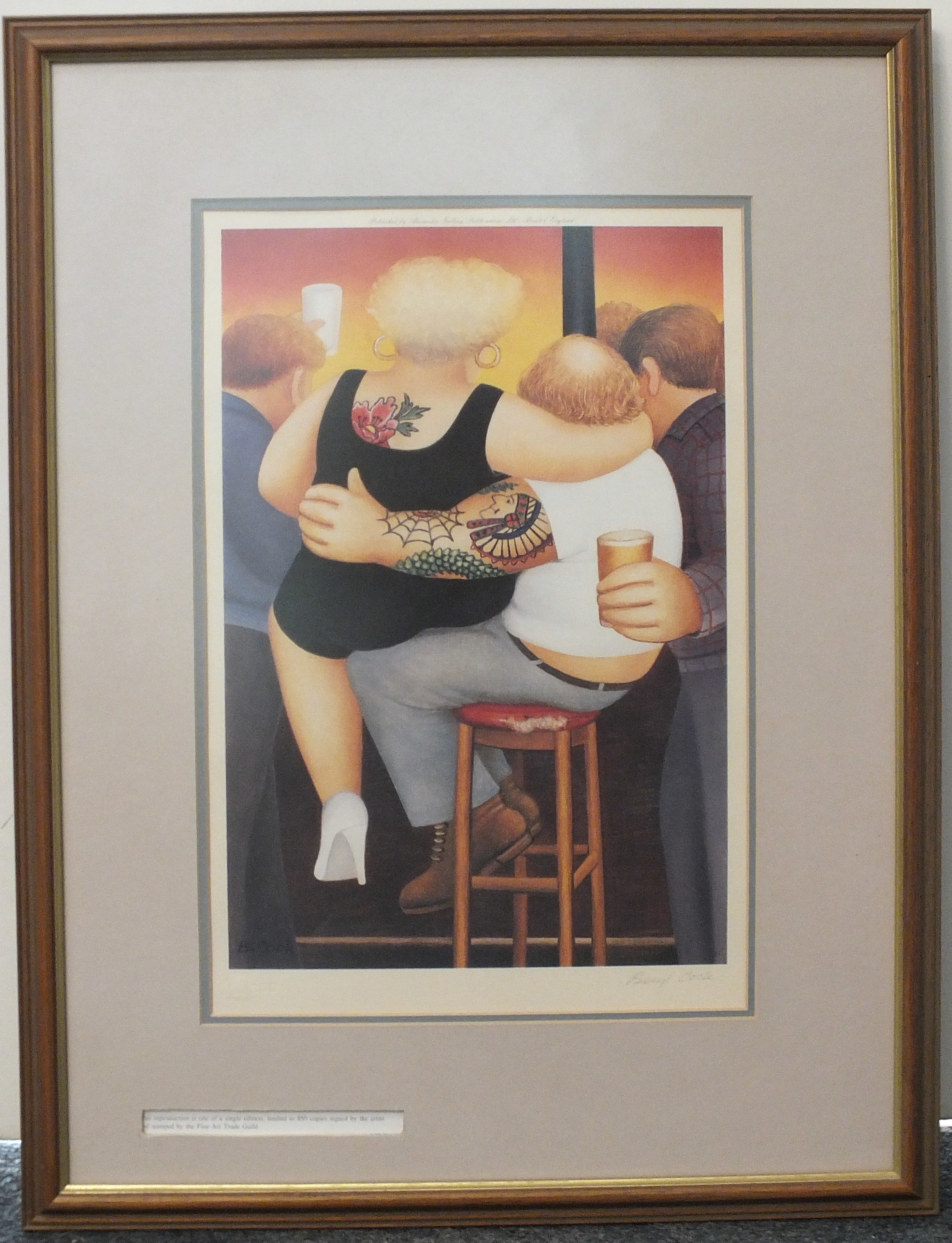 •After Beryl Cook (1926-2008), "Two on a stool", a coloured, limited edition print, with Fine Art