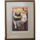 •After Beryl Cook (1926-2008), "Two on a stool", a coloured, limited edition print, with Fine Art
