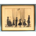 Samuel Metford (1810-1896) SILHOUETTE OF HAMILTON MARTIN AND HIS FAMILY Ink heightened with gold and