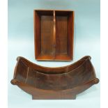 A mahogany cheese coaster of cradle shape, 44cm wide, 16cm high, 19cm deep and a mahogany two-