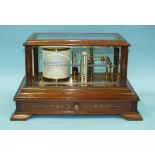Pillischer, a barograph contained in an inlaid mahogany and bevelled glass case fitted with a frieze