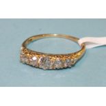 A Victorian five-stone diamond ring, the five graduated old brilliant-cut diamonds in 18ct gold
