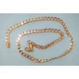 A 9ct gold watch chain of flattened curb links, 45.5cm, 13g.