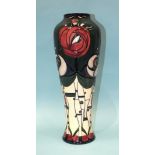 A modern Moorcroft vase of tapering cylindrical form, tubeline-decorated in the 'Tribute to