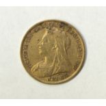 A Queen Victoria 1900 gold half sovereign.