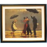 •After Jack Vettriano (Scottish, b.1951), 'The Singing Butler', a coloured print, 67 x 84cm.