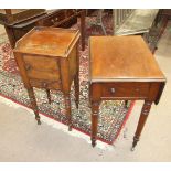 A Victorian mahogany pot cupboard fitted with a cupboard door and a drawer, on turned legs, 38cm