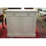 An Edwardian white-painted cupboard, 107cm wide.