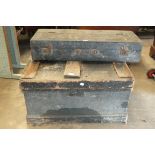 A stained wood tool box, 83cm wide and one other, (2).