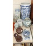 A collection of modern Chinese and Oriental ceramics.