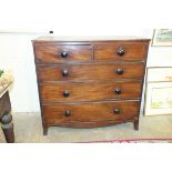 A late-Georgian mahogany rectangular chest of two short and three long cockbeaded drawers, on