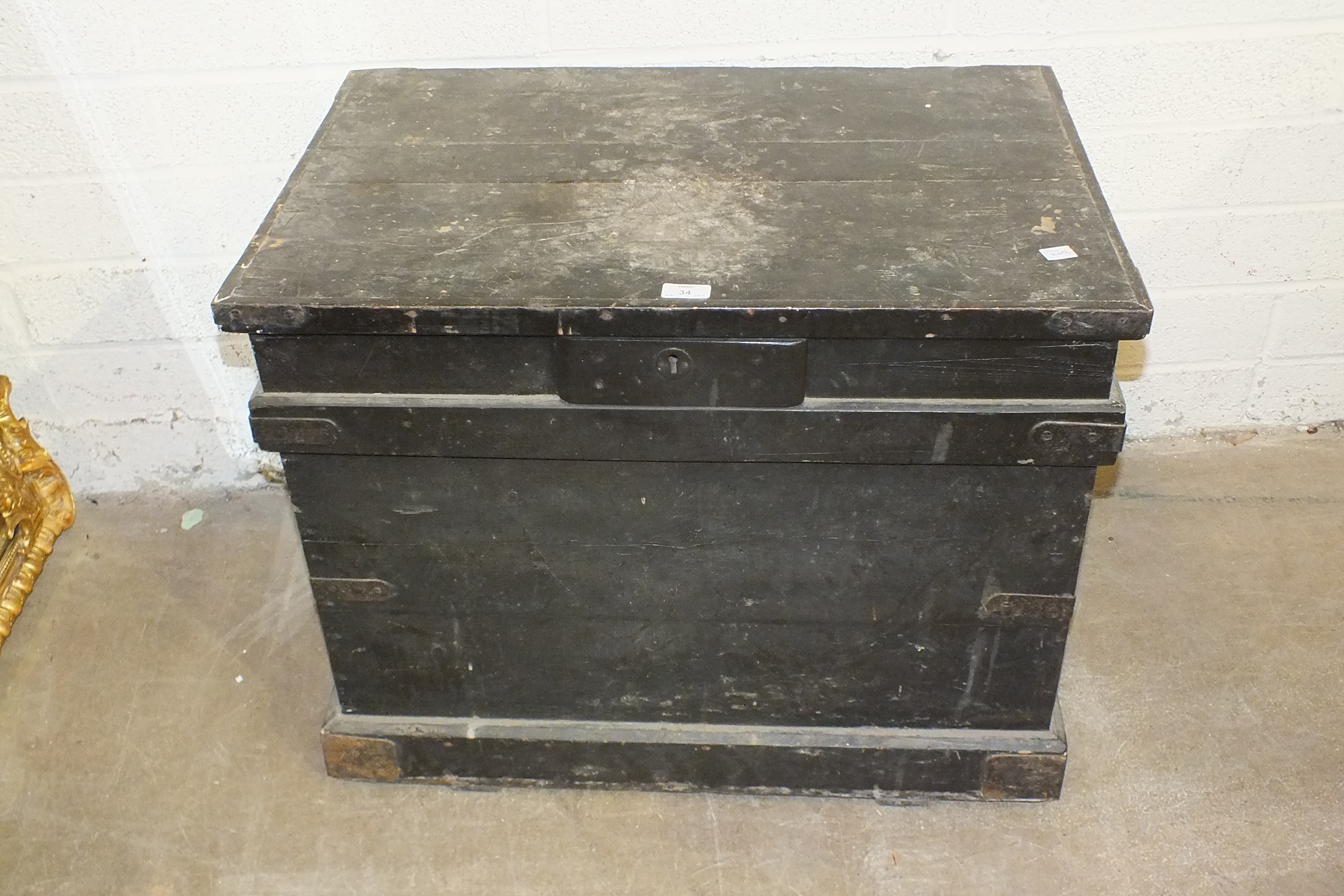 A metal-bound pine chest, 74cm wide, 59cm high, 50cm deep and a pine tool chest, 92cm wide, (2). - Image 3 of 3