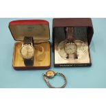 A gent's Saga Electric wrist watch, boxed and two other wrist watches, (3).