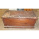 A metal-bound pine chest, 74cm wide, 59cm high, 50cm deep and a pine tool chest, 92cm wide, (2).