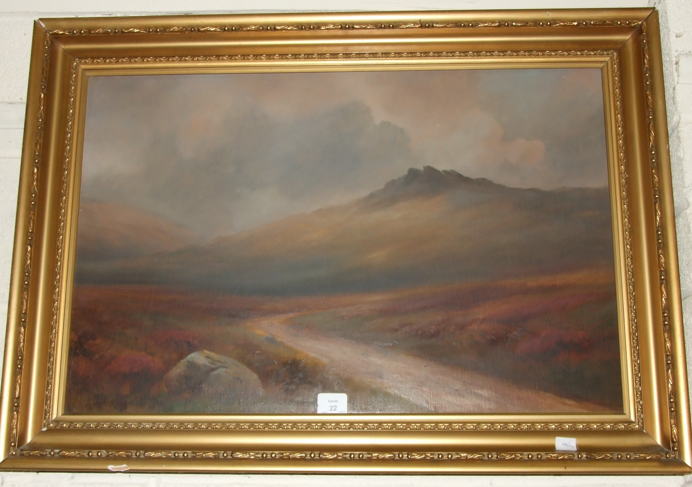 J Graham, 'Moorland Scene', a signed oil on canvas, 48 x 73cm, another pair, 'Highland Stream', 90 x - Image 2 of 2