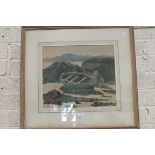 E M Drukel, 'Rocks, North-West Coast of Scotland', a watercolour, signed and titled on label