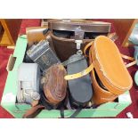 A pair of Hilkinson 7x50 wide-angle binoculars in case, a pair of Polar 12x50 binoculars, other