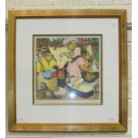 After Beryl Cook (1926-2008), 'Street Market', a framed coloured print, with Fine Art Trade Guild