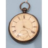 A silver-cased open-face pocket watch, the white enamel dial and fusée movement signed Geo Cary,