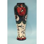 A modern Moorcroft vase of tapering cylindrical form, tubeline-decorated in the 'Tribute to