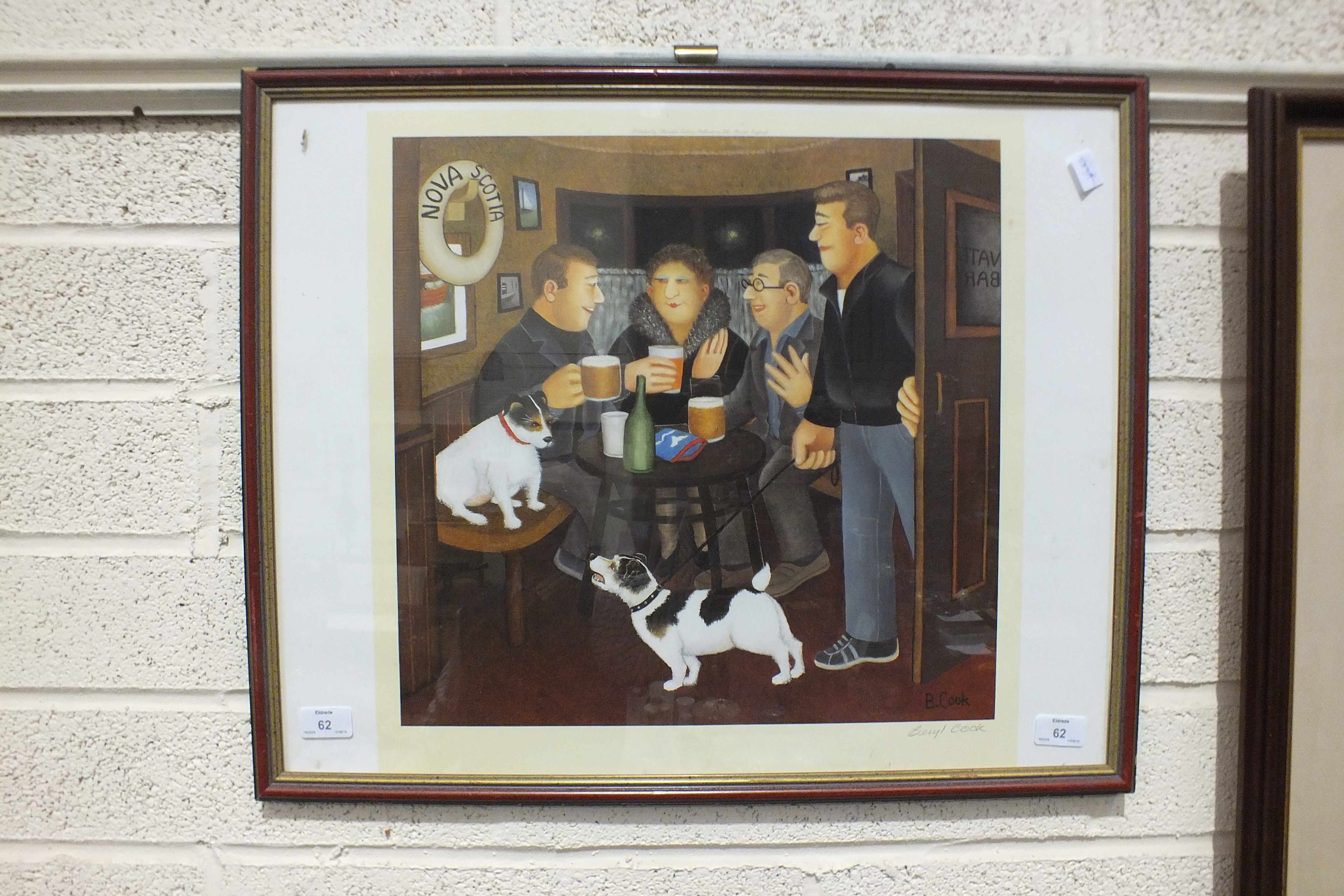 After Beryl Cook (1926-2008), 'In The Snug', a coloured print, signed in the mount, 46.5 x 60cm.