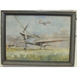 20th century, 'British Aircraft in Flight', sepia, indistinctly-signed, 23.5 x 31cm, another of a