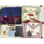 A collection of Masonic regalia, including Mark craft.