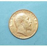 An Edward VII gold half-sovereign, 1908.