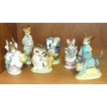 Four Beswick Beatrix Potter figures, 'Foxy Whiskered Gentleman', 'Mrs Rabbit', 'Tommy Brock' (