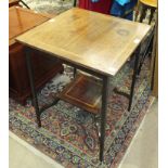 An Edwardian inlaid mahogany square-top two-tier occasional table on square tapering legs, 54cm.