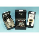 Three gent's wrist watches: Guess Bath, Solar Time and Christian Lars, (all boxed with papers), (