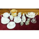 A Susie Cooper tea set for two decorated with red spots, a Poole Pottery cruet set, etc.