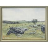 Rosalind Pierson, three contemporary miniature watercolours: 'Brentor' 6 x 9cm, 'Looking To