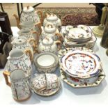 Fifteen pieces of Brownhills Pottery & Co. bamboo and trellis decorated wares and other ceramics.