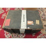 Two wooden packing cases with Cunard and White Star Line labels.