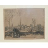 After L R Squirrell, 'A Little Boathouse, Dedham', an engraving, signed and titled with pencil in