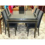 A Laura Ashley 'Henshaw' black extending dining table with extra leaf, 174 x 114cm closed, 174 x
