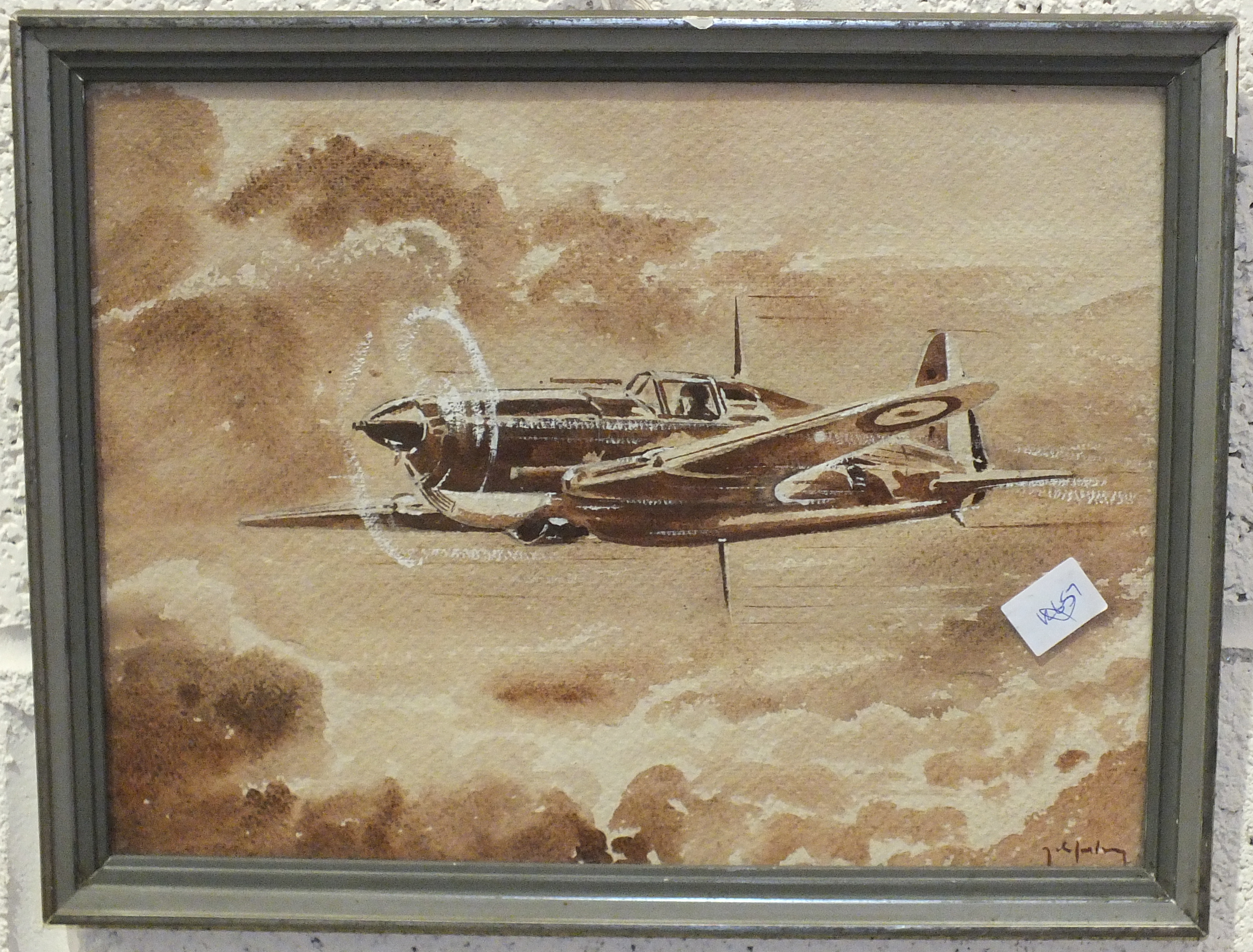 20th century, 'British Aircraft in Flight', sepia, indistinctly-signed, 23.5 x 31cm, another of a - Image 3 of 3