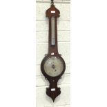 John Burrington, a mahogany banjo-style thermometer/barometer, 101cm.