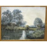 Violet M Read, 'River Landscape', signed watercolour, dated 1898, 27 x 34cm, another watercolour, '
