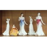 Five Royal Doulton figurines: 'For You, Sara' HN3863, 'Kate' HN3754, 'Fragrance' HN3220, 'With Love'