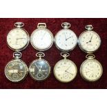 Eight top-wind open-face pocket watches by Westclox, Smiths, Ingersoll and others, (8).